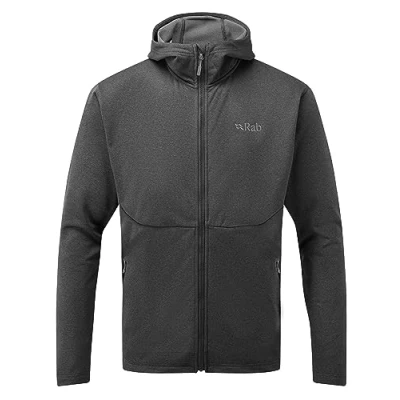 Image of Rab Men&#039;s Geon Hoody Casual Lightweight Fleece Sweatshirt Black/Steel Large