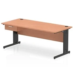 Image of Impulse 1800x800 Desk Beech/Black Cable Managed Leg 1 Dr Fixed Ped