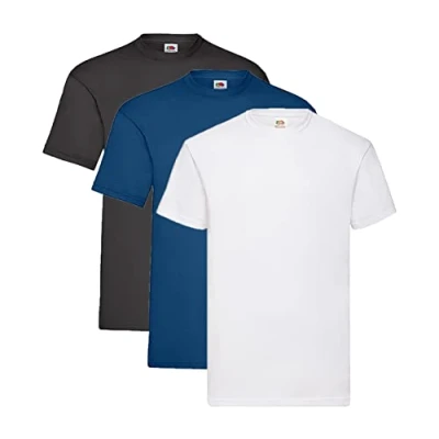 Image of Fruit of the Loom Valueweight T Shirt Various Colour Sets S M L XL XXL 3XL 4XL 5XL, 1 x black + navy white purchase notepad,