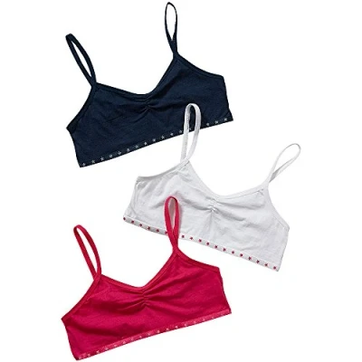 Image of Just Essentials Girls Back to School 3 Pack Cotton Crop Bra Tops UK Seller Navy/Pink 13 Years