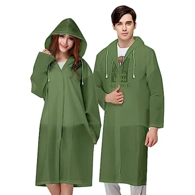 Image of Vicloon Portable Raincoat, 2 Pack Rain Poncho Adult Waterproof with Hoods and Sleeves, Reusable Resistant for Camping, Emergency Situations, Travel