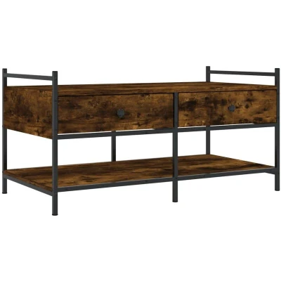 Image of vidaXL Coffee Table Smoked Oak 99x50x50 cm Engineered Wood