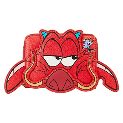 Image of Loungefly Disney Mulan 25th Anniversary Mushu Glitter Cosplay Zip Around Wallet, Multi, One Size, Wallet