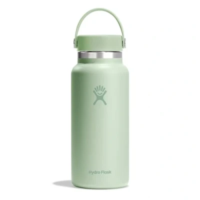 Image of HYDRO FLASK Wide Mouth Water Bottle 946 ml (32 oz) Vacuum Insulated Stainless Steel with Leak Proof Flex Cap and Powder Coat Aloe