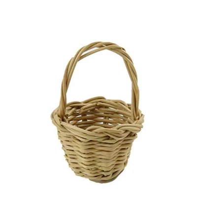 Image of Melody Jane Dolls House Medium Wicker Woven Round Basket Miniature Shop Garden Accessory