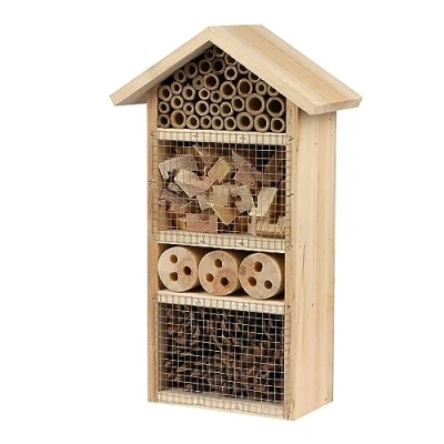 Image of 33x20x10cm Natural Eco Friendly Bug Bee Insect Hanging House Wooden Hotel for Bees Butterflies Insects in Garden