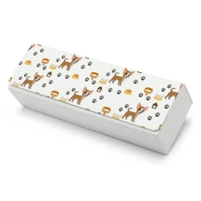 Image of Chihuahua Dog Paw Print Printed Eyeglass Case Hard Shell Glasses Protection Clamshell Unisex Portable Spectacle Box