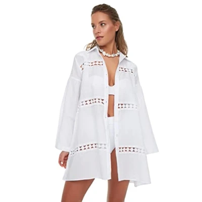 Image of Trendyol Women Regular fit Basic Shirt Collar Woven White