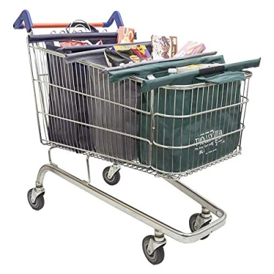 Image of Trolley Bags for Shopping Trolley, Pack of 3 Style Collection Midi Bags, Hang in Easy Packing, Heavy Duty Reusable Fabric Foldable Bag Organiser Grocery Food