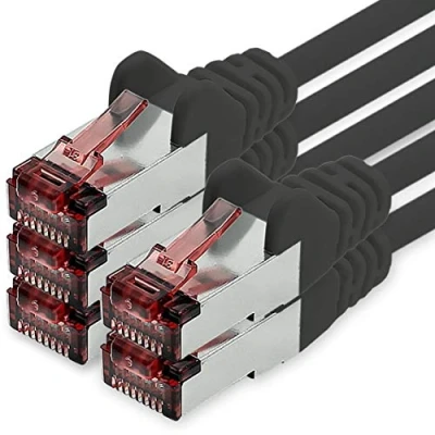 Image of freiwerk 1m black 5 x Ethernet LAN cable Cat6 networkcable SFTP PIMF patch 1000 Mbit s