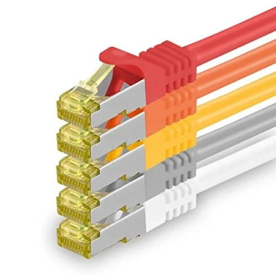 Image of 1aTTack.de 5 X 2 M Cat 7 Ethernet Cable High Speed Gigabit RJ45 LAN Patch Cord with 10Gbps 600Mhz/s SFTP PIMF LSZH Color B