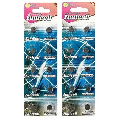 Image of 20 x Eunicell AG2 Alkaline button cell batteries G2 LR59 LR726 SR726W 396 397
