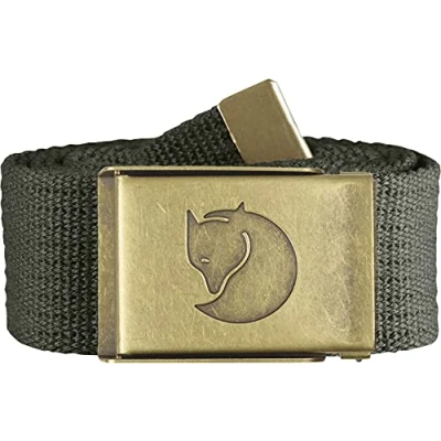 Image of Fjällräven Men&#039;s Canvas Brass 4 cm. Belt, Dark Olive, One size (120 cm)