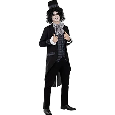 Image of Funidelia Dark Mad Hatter Costume for man Hatter, Films &amp; Series, Alice In Wonderland adults accessory fancy dress props Halloween, carnival parties Size L Black