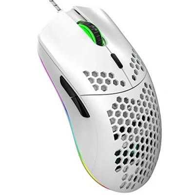 Image of Wired Gaming Mouse, J900 6 RGB Lighting 6400 DPI Programmable USB Mice with buttons, Honeycomb Shell Ergonomic Design for PC Gamers and Xbox PS4 Users White