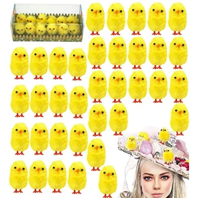 Image of SRV Hub 36Pcs Easter Chenille Chicks, Yellow Chicks for Egg Hunt Bucket Fillers, Kids Bonnet Decoration Crafts Accessories, 3.5cm Mini Arts &amp; Gifts