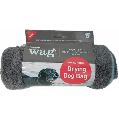Image of Henry Wag Dog Drying Bag Soft &amp; Highly Absorbent Microfibre, Muddy Pet Accessories, Quick Designed for Dogs GRS Recycled Polyester S (60 x 44 33 cm)