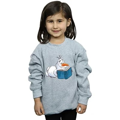 Image of Disney Girls Frozen Olaf Reading Sweatshirt Sport Grey 3 4 Years