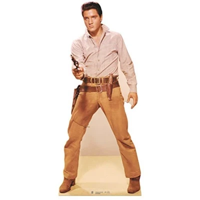 Image of Life sized cardboard cutout/standee of Elvis Presly gunfight