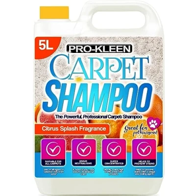 Image of Pro Kleen Professional Carpet Shampoo Citrus Fragrance 5L High Concentrate Cleaning Solution Suitable For All Machines