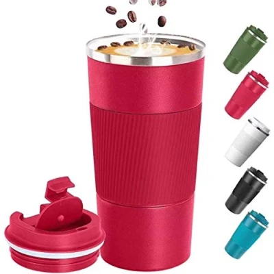 Image of Big seller Coffee Cup, Vacuum Reusable Leakproof Double Wall Insulation Stainless Steel Eco Friendly Travel Office Mug for Hot Tea and Cold Drinks, 17oz/500ml, red