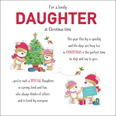 Image of Piccadilly Greetings Cute Christmas Card Daughter 223 mm sq