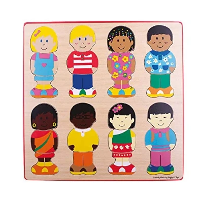 Image of Bigjigs Toys Little Friends Wooden Jigsaw Puzzle 24 Piece Puzzle, Diversity for Early Years, Montessori 3 Year Olds, Toddlers and Games