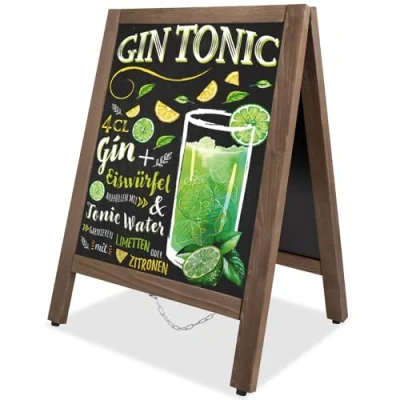 Image of VAIIGO A Board Pavement Sign Frame Chalkboard Magnetic 43x65cm Double Sided Sandwich Signs Outdoor Blackboard for Restaurant, Business, Wedding(Small)