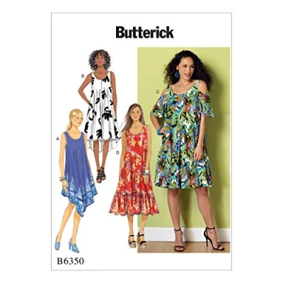 Image of Butterick Patterns B6350 ZZ0 Misses Dress, Sizes Large 2X Large, ZZ (16 18 20 22 24 26)