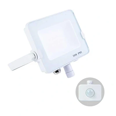 Image of G.W.S® Infinity 30W 2700 3000Lms, White Casing Outdoor IP65 Waterproof LED Floodlight with PIR Motion Sensor, Energy Saving Security Light, Tri Colour (3000K/4000K/6000K)