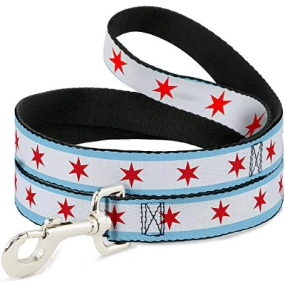 Image of Buckle Down Dog Leash Chicago Flag 6 Feet Long 1.0 Inch Wide, Multicolor