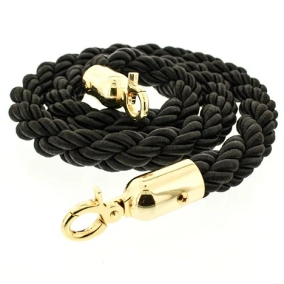 Image of PARTYRAMA.CO.UK 1 Black Braided Rope with Brass Hooks