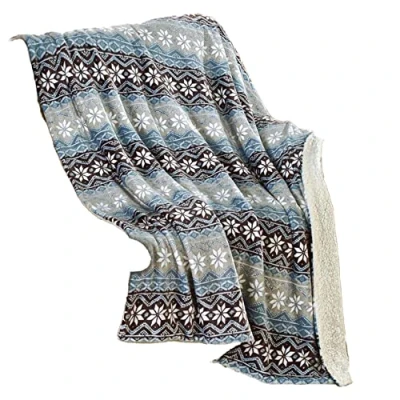 Image of Easylife Plush Sherpa Throw Blanket (Nordic Blue), Soft and Cosy Fleece Blanket, Machine Washable Sofa or Bed (measures 127 x 153cm), Large Fully Guaranteed Blue