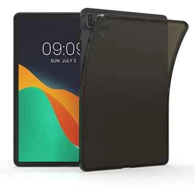 Image of kwmobile Case Compatible with Samsung Galaxy Tab S7 FE Soft TPU Back Protector Cover for Tablet Black/Transparent