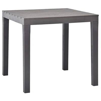 Image of vidaXL Garden Dining Table, Mocca Weather Resistant Outdoor Furniture, Plastic Chic Square Design, Great for Patio, Campsite Lightweight, Easily Transportable, 78x78x72 cm