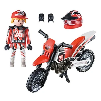 Image of Playmobil 9357 Special Plus Motocross Driver, Fun Imaginative Role Play, PlaySets Suitable for Children Ages 4+