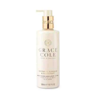 Image of Grace Cole Nectarine Blossom &amp; Grapefruit Fragrance Cleansing Hand Body Lotion 300ml Essential Oils Vegan and Cruelty Free, No SLS or Parabens Made In England Recyclable Bottle