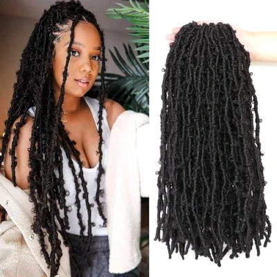 Image of Butterfly Locs Crochet Hair Faux Soft Braids Extensions for Braidng Curly (18Inch(Pack of 8), 1B)