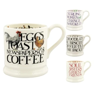 Image of Emma Bridgewater Large Mug 1/2 Pint, Ceramic Coffee Stoneware Mug, Cappuccino, Latte, Coffee, Tea Cup Beautiful Mugs, Birthday Gift Rise &amp; Shine
