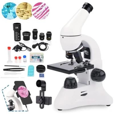Image of USCAMEL 40X 2000X Microscope for Kids Students Adults,With Slides Set And Double LED Lights,Professional Microscopes School Laboratory Home Biological Education