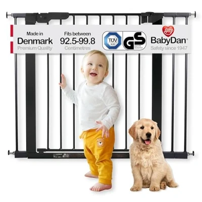 Image of BabyDan Premier door grille / stair gate for clamping, 92.5 99.8 cm, made in Denmark + TÜV GS approved, Color: Black
