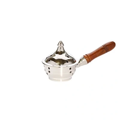 Image of NKlaus Incense Burner Wooden Handle Scent Sticks nickel plated Esoteric for 1533