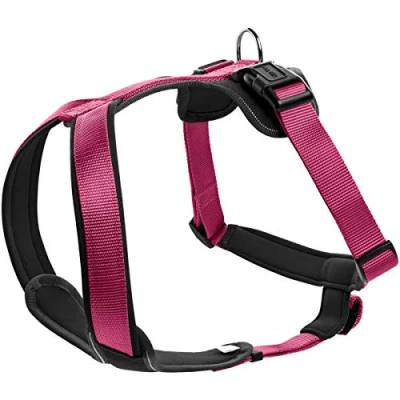 Image of HUNTER NEOPREN dog harness, nylon, padded with neoprene, for sport and leisure,raspberry / black, neoprene,38 48,XS S
