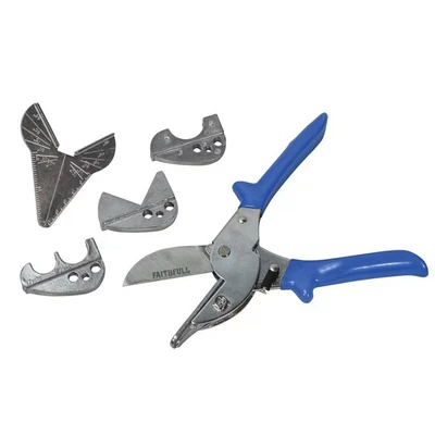 Image of Faithfull FAIGCKITPC Multi function Gasket and Pipe Mitre Shears Kit for Cutting Soft Wood, PVC, Gasket, Plastic with Carry Case