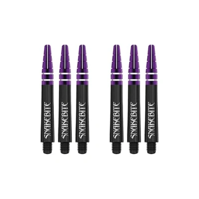 Image of RED DRAGON Peter Wright Snakebite Nitrotech Intermediate Black and Purple stems 2 sets per pack (6 in total)