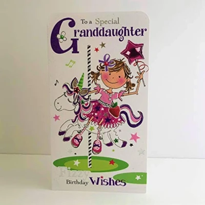 Image of Jonny Javelin Special Granddaughter Fizzy Wishes Birthday Card Girl Unicorn