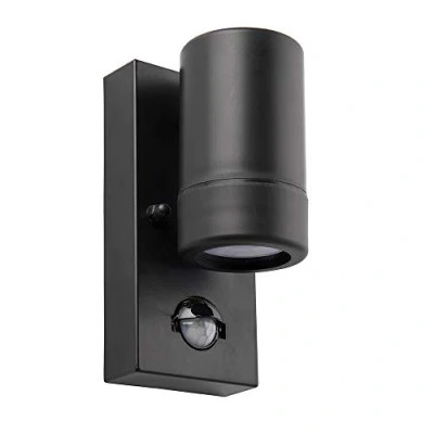 Image of Icarus PIR Outdoor Lights Security with Motion Sensor GU10 LED Spotlight Black Wall Downlights IP44 Weatherproof