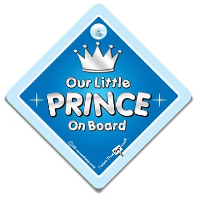 Image of Our Little Prince On Board Sign, Car Grandchild Baby Sign 14 cm x 14cm