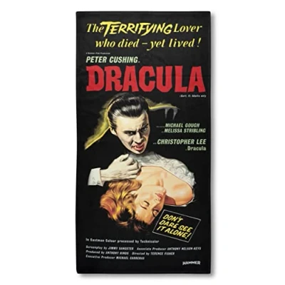 Image of Hammer Horror Films Dracula Peter Cushion Christopher Lee Official Beach Towel