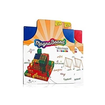 Image of Playmags Building Board for Kids Strong Magnets Starting Plate or Other Magnetic Tiles Great Add on to Any Tile Toy Colors May Vary